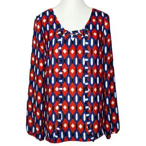 ▪️|EUC| LAUNDRY by SHELLI SEGAL Geometric Print Long Sleeve Blouse